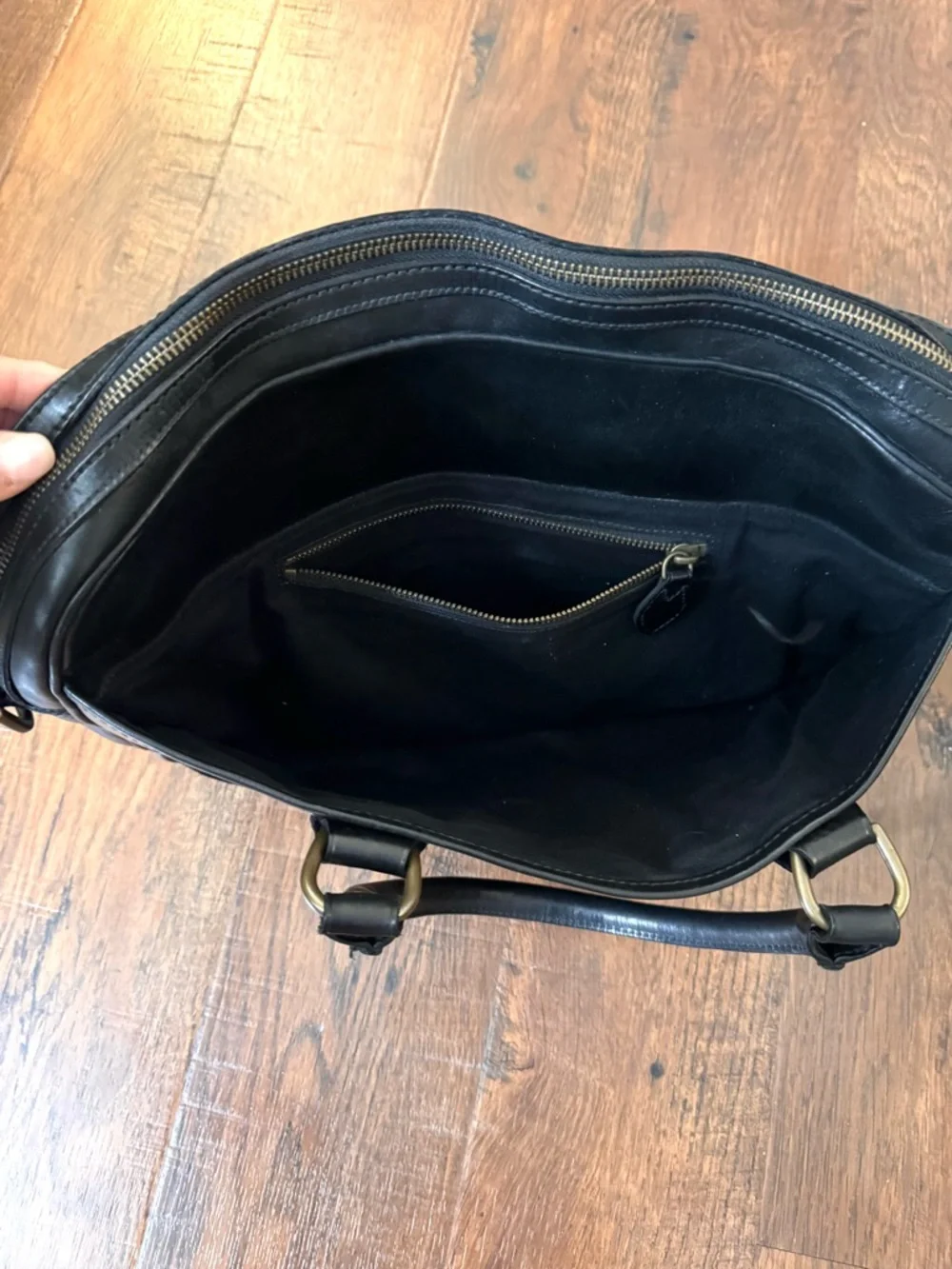 POLO RALPH LAUREN black leather, top handle briefcase/laptop bag, unisex
